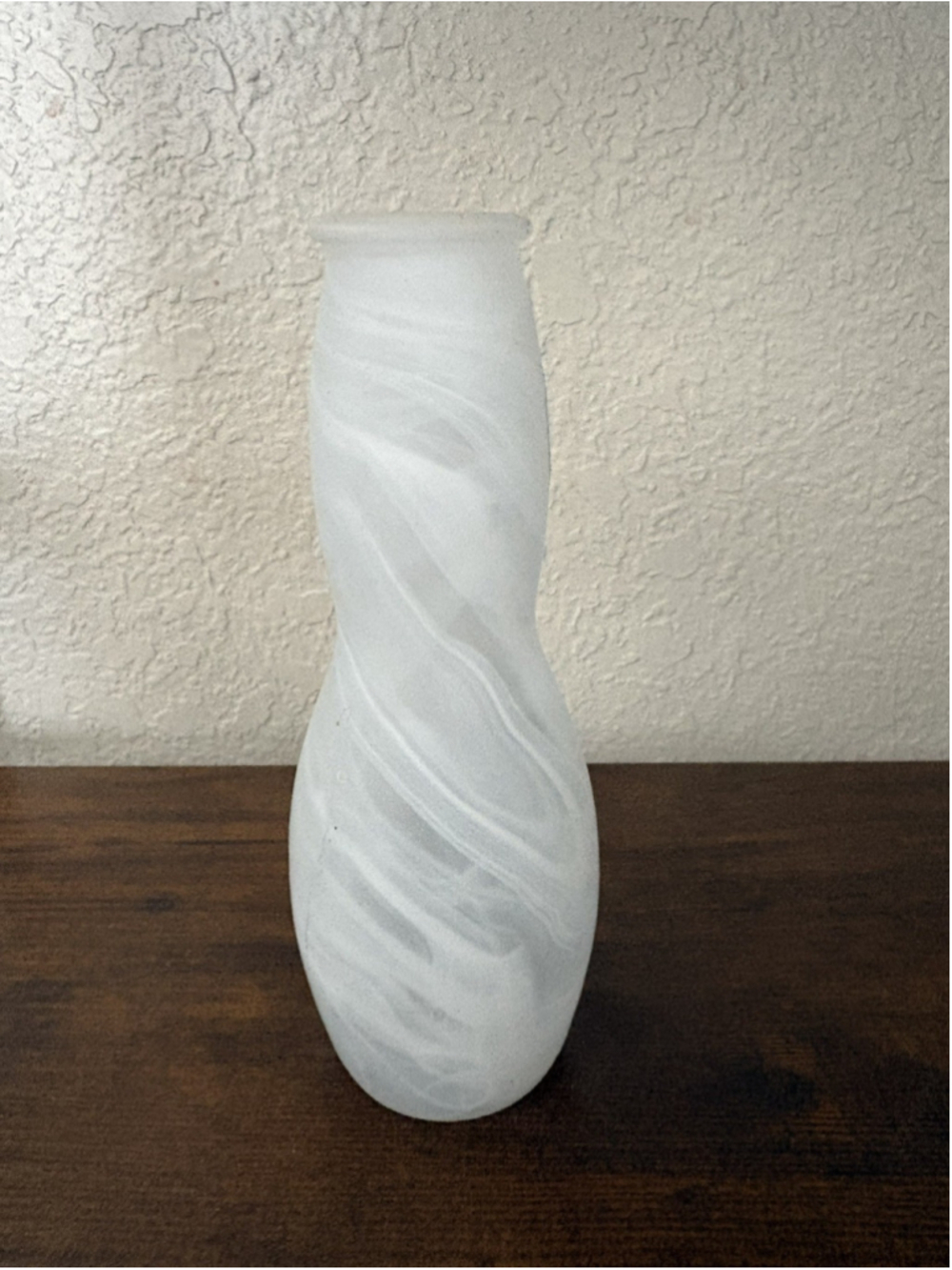 Vintage 6” Tall Frosted Light Smoked Swirl Design Glass Vase